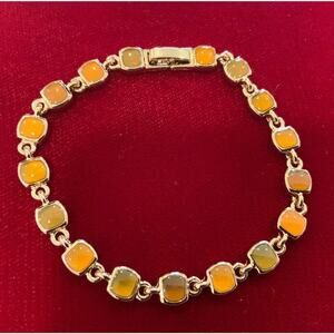 Signed LC Gold Tone Bracelet